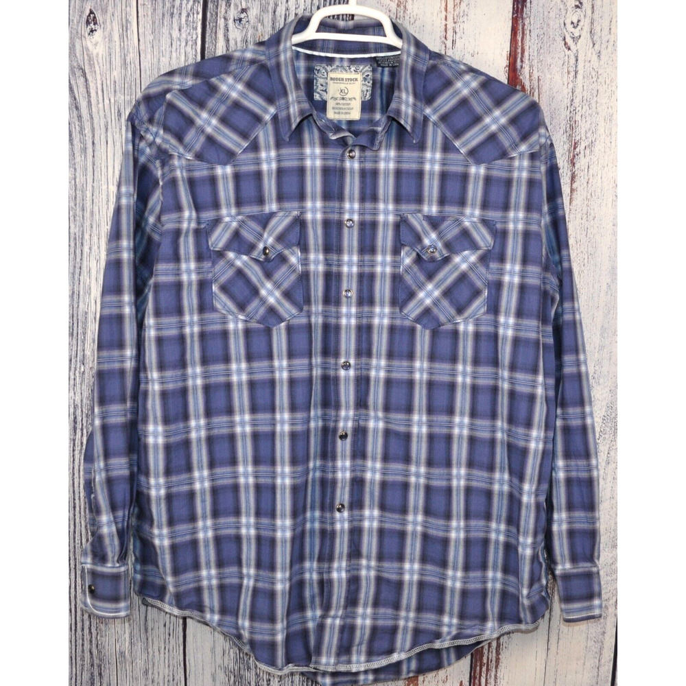 Panhandle Slim Shirt Men's XL Purple Rough Stock Western Pearl Snap